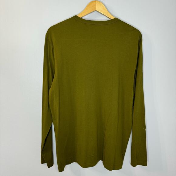 Theory Essential Henley Shirt Long Sleeve Organic Cotton Men's XXL Green - Picture 3 of 9